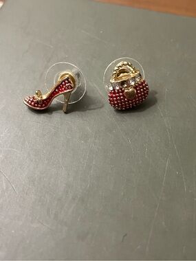Kate Spade Red High Heel and Handbag Stud Earrings - Women's Fashion Jewelry